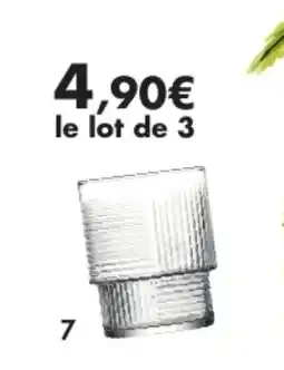 E.Leclerc Lot de 3 gobelets rio transparent en verre offre