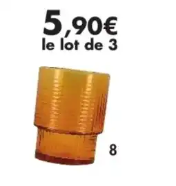 E.Leclerc Lot de 3 gobelets rio ambré en verre offre