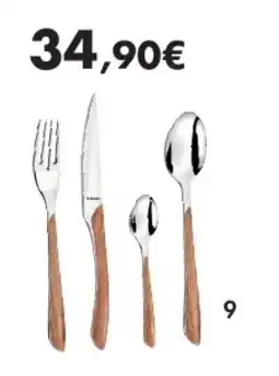 E.Leclerc Ménagère 24 pièces eclat nature aspect bois naturel en inox offre