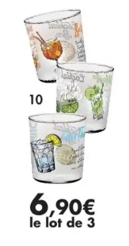 E.Leclerc Lot de 3 verres panache drink en verre, 3 décors assortis offre