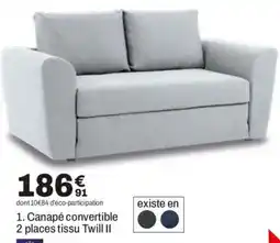 BUT Canapé convertible 2 places tissu Twill II offre