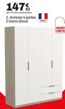 BUT Armoire 4 portes 2 tiroirs Ghost offre