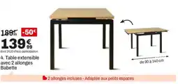 BUT Table extensible avec 2 allonges Babette offre