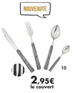 E.Leclerc Couverts rayures noir en inox et manche en porcelaine couteau de table offre