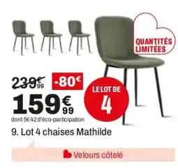 BUT Lot 4 chaises Mathilde offre