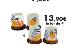 E.Leclerc Tasses expresso citrus avec sous tasse bambou offre