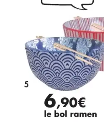 Bol à ramen tokyo couleur bleu en grès avec 1 paire de baguette en bois