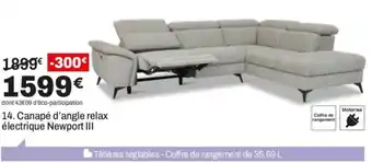 BUT Canapé d'angle relax électrique Newport III offre
