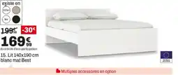 BUT Lit 140x190 cm blanc mat Best offre