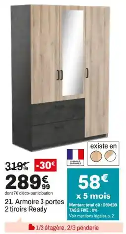 BUT Armoire 3 portes 2 tiroirs Ready offre