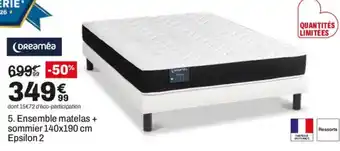 Ensemble matelas + sommier 140x190 cm Epsilon 2