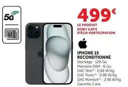 Hyper U Apple - iphone 15 reconditionne offre