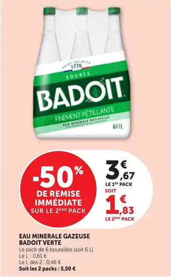 Eau minerale gazeuse badoit verte