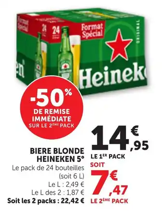 Biere blonde heineken 5°