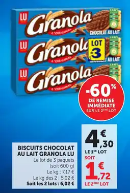 Bi1 Biscuits chocolat au lait granola lu offre