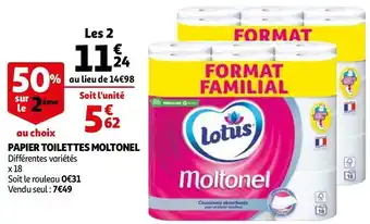 Auchan Lotus papier toilettes moltonel offre