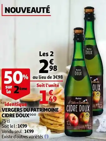 Auchan Vergers du patrimoine cidre doux offre