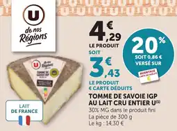 Bi1 Tomme de savoie igp au lait cru entier u offre