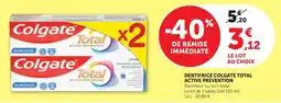 Bi1 Dentifrice colgate total active prevention offre