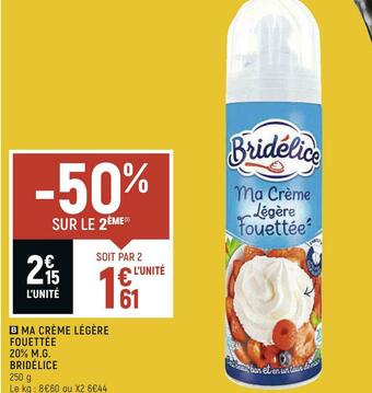 Spar Bridélice ma crème légère fouettée 20% m.g. offre