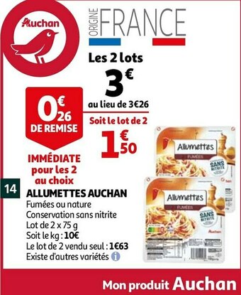 Auchan Auchan allumettes offre