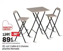 BUT Lot 1 table et 2 chaises pliantes Nomade offre