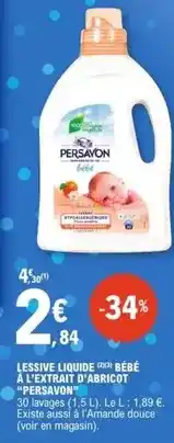 E.Leclerc Persavon - lessive liquide bebe a l'extrait a' abricot offre
