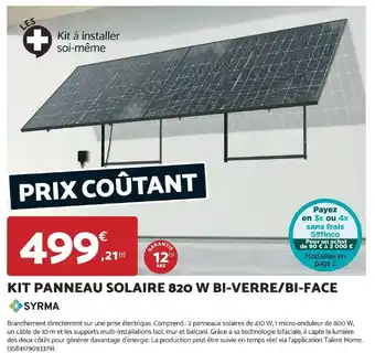Kit panneau solaire 820 w bi-verre/bi-face