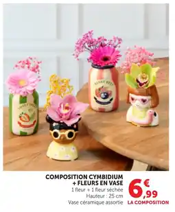 Bi1 Composition cymbidium + fleurs en vase offre