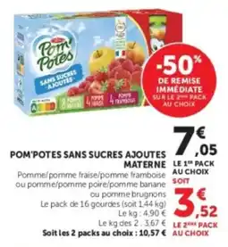 U Express Pom'potes sans sucres ajoutes materne offre