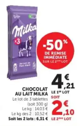 U Express Chocolat au lait milka offre