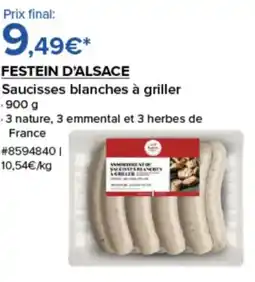 Costco FESTEIN D'ALSACE Saucisses blanches à griller offre