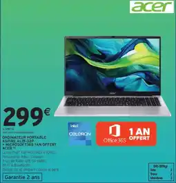 Intermarché Ordinateur portable aspire al15-32p + microsoft365 1an offert acer offre