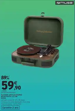 Intermarché Platine vinyle stereo bluetooth 2 x 5w muse offre