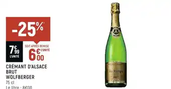 Spar Wolfberger crémant d’alsace brut offre