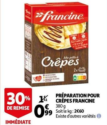 Auchan Francine préparation pour crêpes offre