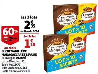 Auchan Vahiné sucre vanillé de madagascar et levure chimique offre