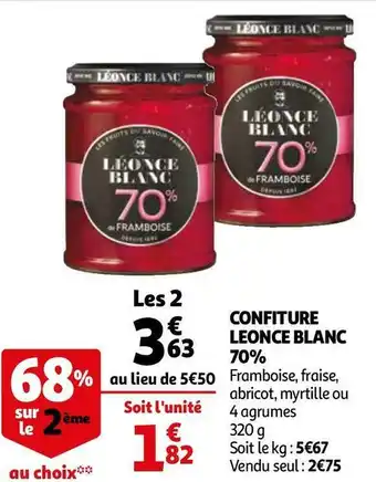 Auchan Leonce blanc confiture 70% offre
