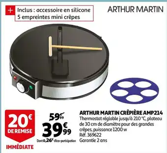 Auchan Arthur martin crêpière amp214 offre