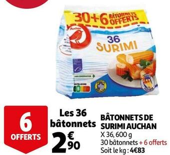 Auchan Auchan bâtonnets de surimi offre