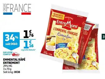Auchan Entremont emmental râpé offre