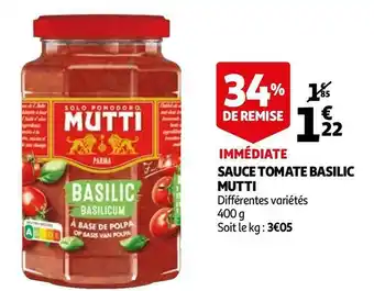 Auchan Mutti sauce tomate basilic offre