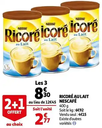 Auchan Nescafé ricoré au lait offre