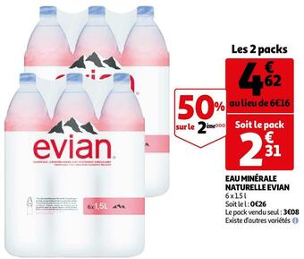 Auchan Evian eau minérale naturelle offre