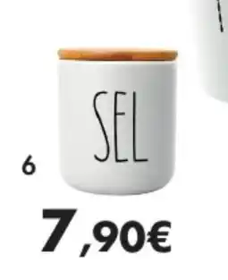 E.Leclerc Pot à sel en céramique blanc avec couvercle bambou offre
