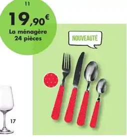 E.Leclerc Ménagère 24 pièces color décor pois rouge en inox offre