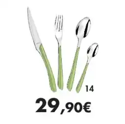 E.Leclerc Ménagère 24 pièces éclat vert pastel en inox offre