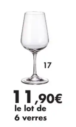 E.Leclerc Lot de 6 verres à pied apus en verre offre