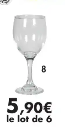 E.Leclerc Lot de 6 verres à pied en verre offre