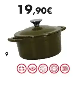 E.Leclerc Mini cocotte vert olive en fonte acier avec revêtement intérieur émaillé couvercle et bouchon inox offre